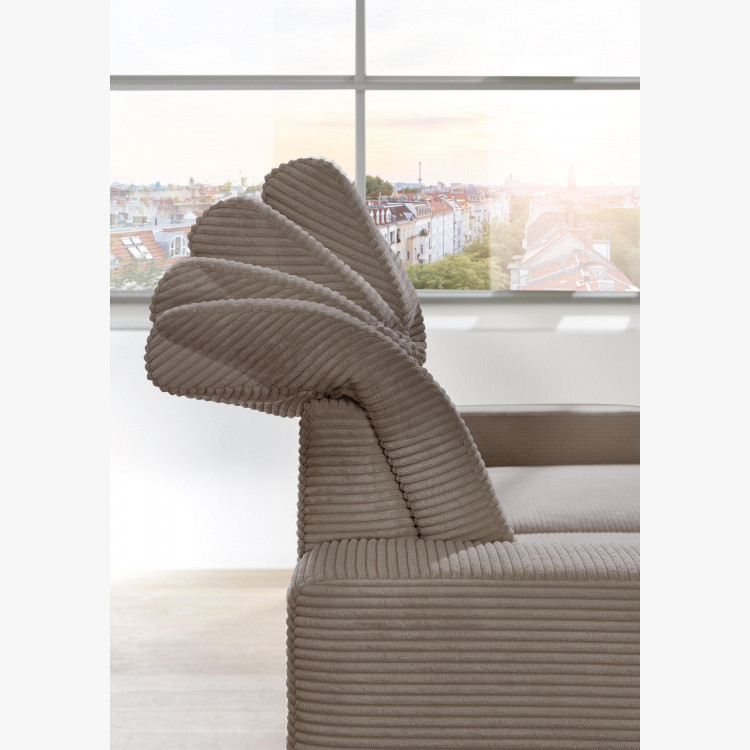 Rohová sedačka s manšestrovou látkou Boler šedohnědá, pravá , Sedačky- 5