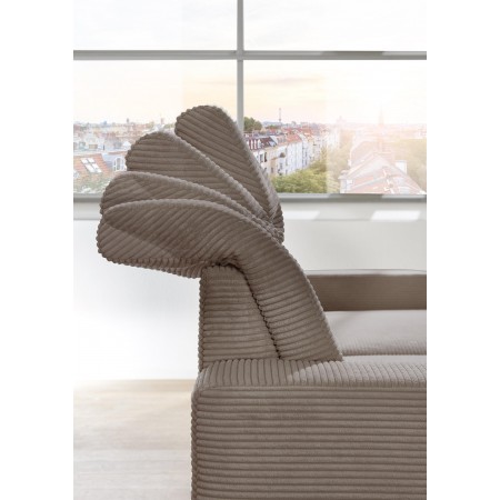 Rohová sedačka s manšestrovou látkou Boler šedohnědá, pravá , Sedačky- 5