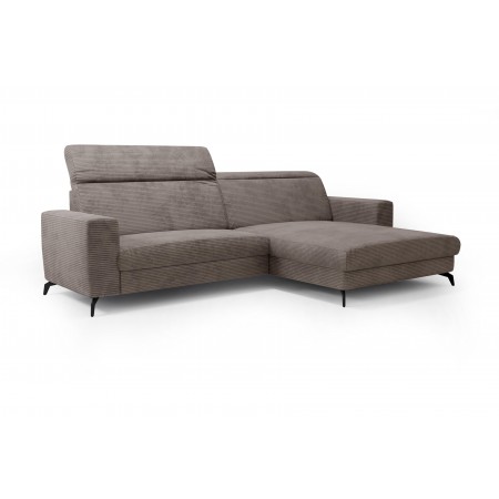 Rohová sedačka s manšestrovou látkou Boler šedohnědá, pravá , Sedačky- 6