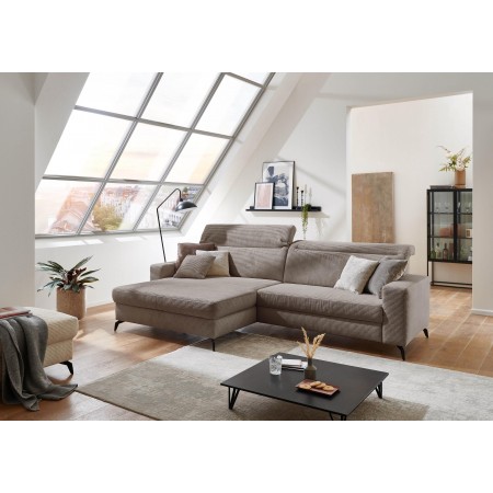 Rohová sedačka s manšestrovou látkou Boler šedohnědá, levá , Rohové sedačky- 2