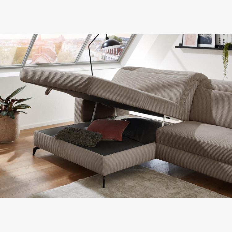 Rohová sedačka s manšestrovou látkou Boler šedohnědá, levá , Rohové sedačky- 5