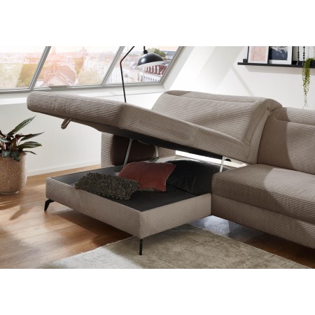 Rohová sedačka s manšestrovou látkou Boler šedohnědá, levá , Rohové sedačky- 5