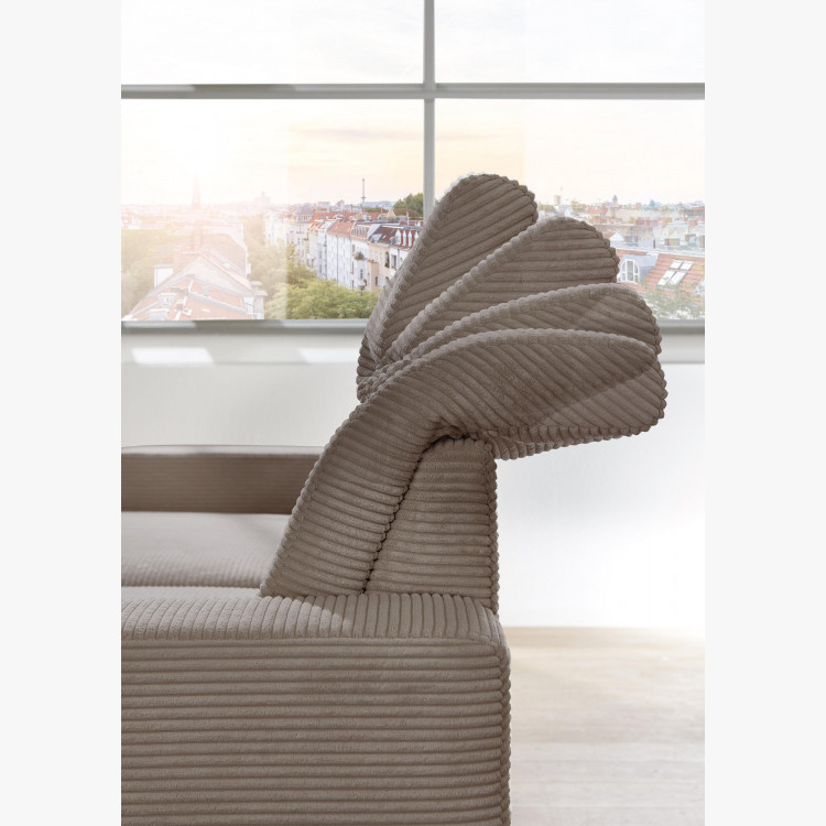 Rohová sedačka s manšestrovou látkou Boler šedohnědá, levá , Rohové sedačky- 6