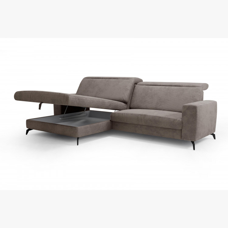 Rohová sedačka s manšestrovou látkou Boler šedohnědá, levá , Rohové sedačky- 8