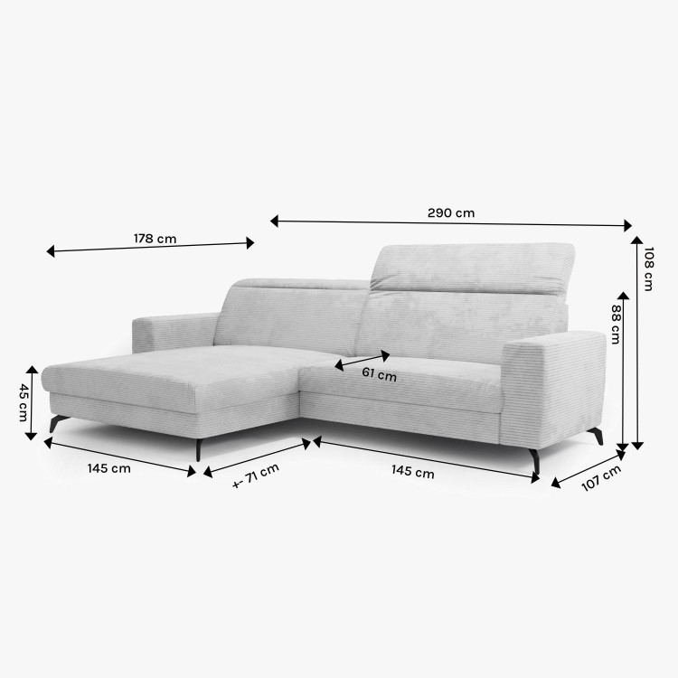 Rohová sedačka s manšestrovou látkou Boler šedohnědá, levá , Rohové sedačky- 9