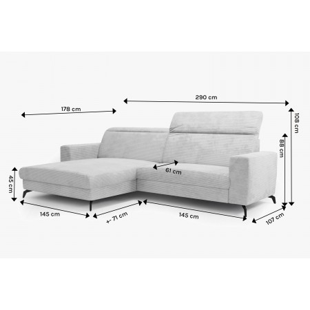 Rohová sedačka s manšestrovou látkou Boler šedohnědá, levá , Rohové sedačky- 9