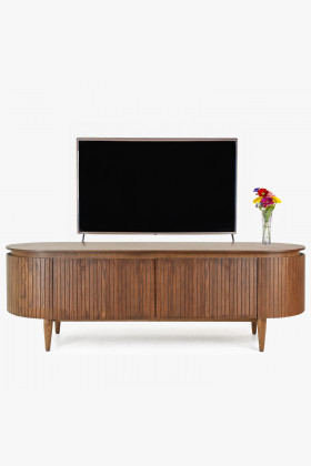 TV-Kommode Eiche rund 180x50 cm mit Stauraum