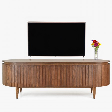 Dlhá zaoblená tv komoda barva ořech , TV stolky, Tv Komody- 1