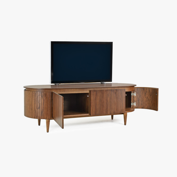 Dlhá zaoblená tv komoda barva ořech , TV stolky, Tv Komody- 4
