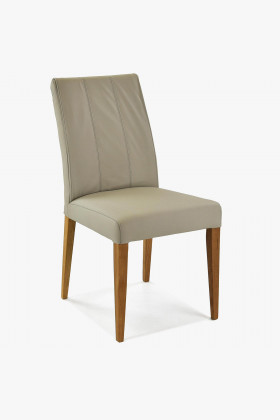 Esszimmerstuhl Echtleder Madras hellgrau mit Eichebeinen