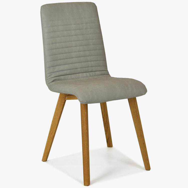 Stolička Lara - Arosa , imitácia kože Ecru sivá , jedálenská stolička- 1