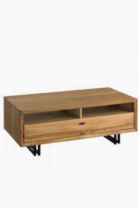 Couchtisch Eiche Schwarz mit Metallbeinen und Schubladen