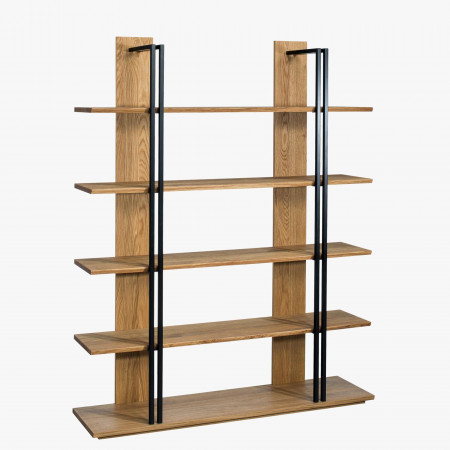 Drevená polica dub s kovom, Vilo 55