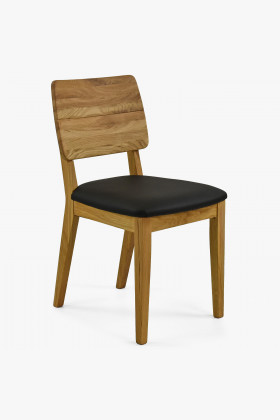 Esszimmerstuhl Eiche mit schwarzem Ledersitz komfortabel