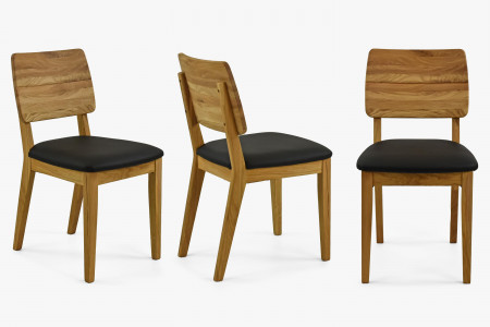 Jedálenská stolička dub - čierne kožené sedadlo , jedáleň- 2