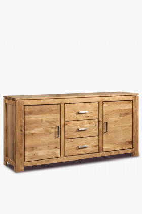 Massive Eiche Kommode mit 3 Schubladen und 2 Türen, modernes Design, 174 cm