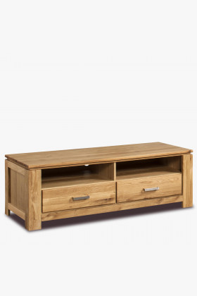 Kommode TV-Tisch Eiche 145 cm mit 2 Schubladen und offenen Ablagen Wohnzimmer
