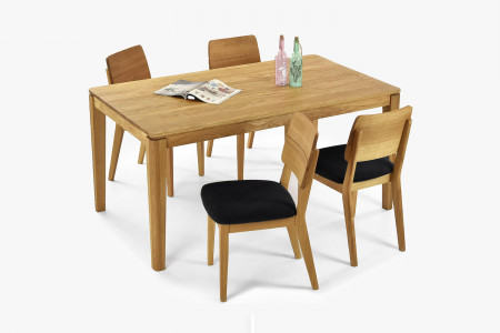 Jedálenská stolička dub - čierne kožené sedadlo , jedáleň- 8