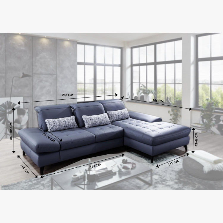 Rohová kožená sedačka s funkcemi, Carolina , Sedačky- 8