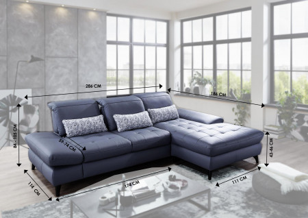 Rohová kožená sedačka s funkcemi, Carolina , Sedačky- 8