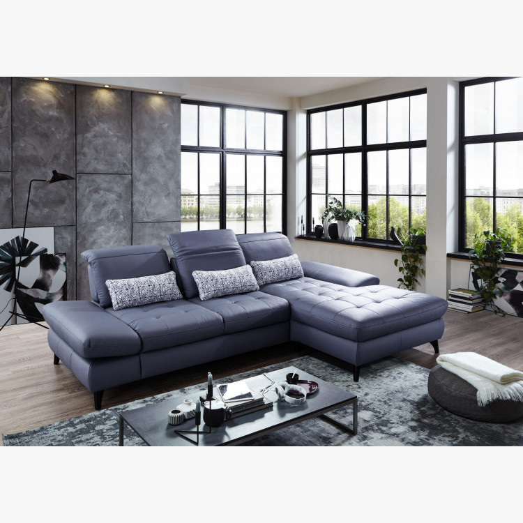 Rohová kožená sedačka s funkcemi, Carolina , Sedačky- 3