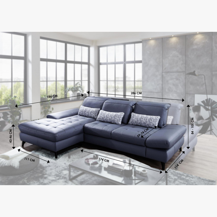 Rohová kožená sedačka s funkcemi, Carolina , Sedačky- 4