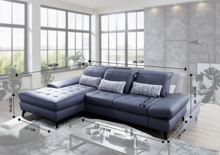 Rohová kožená sedačka s funkcemi, Carolina , Sedačky- 4