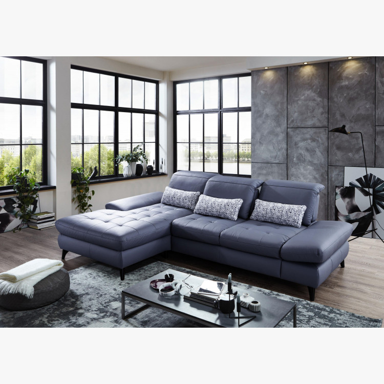 Rohová kožená sedačka s funkcemi, Carolina , Sedačky- 5