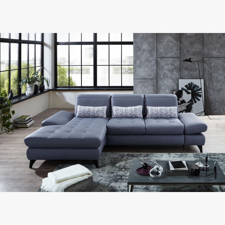 Rohová kožená sedačka s funkcemi, Carolina , Sedačky- 8