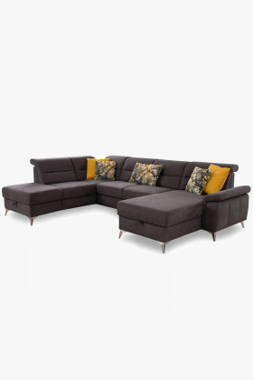 U-förmiges Sofa skandinavisch links Stoffbezug Beine