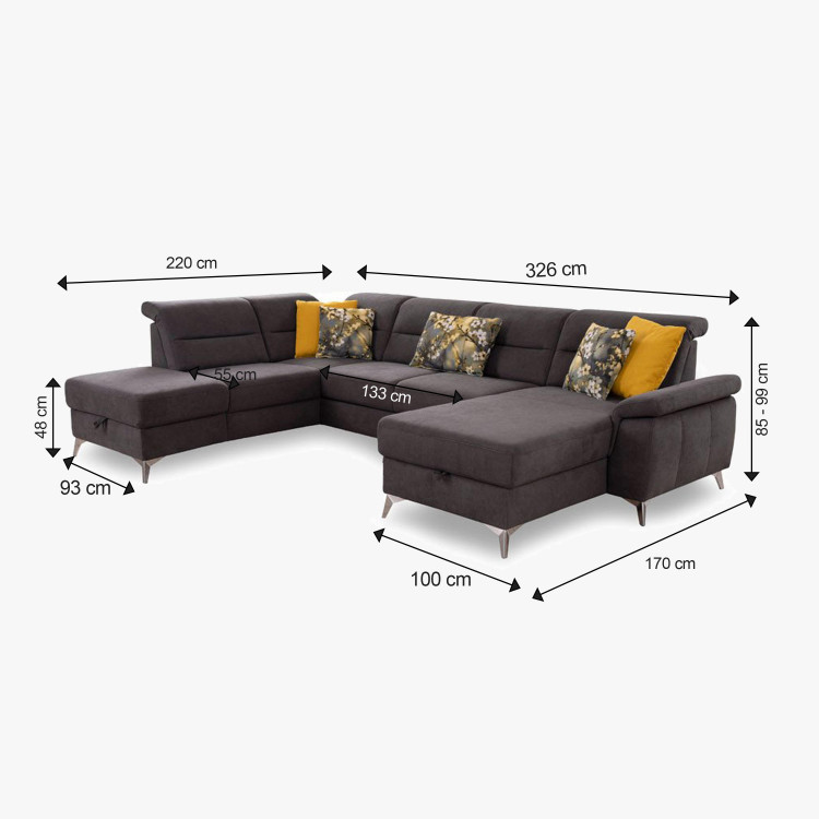 Sedačka ve tvaru u na nožičkách, leva , Sedačky- 4