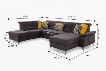 Sedačka ve tvaru u na nožičkách, leva , Sedačky- 4