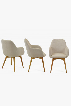 Dizajnová stolička s podrúčkami, béžová Sky , jedálenská stolička- 1 2