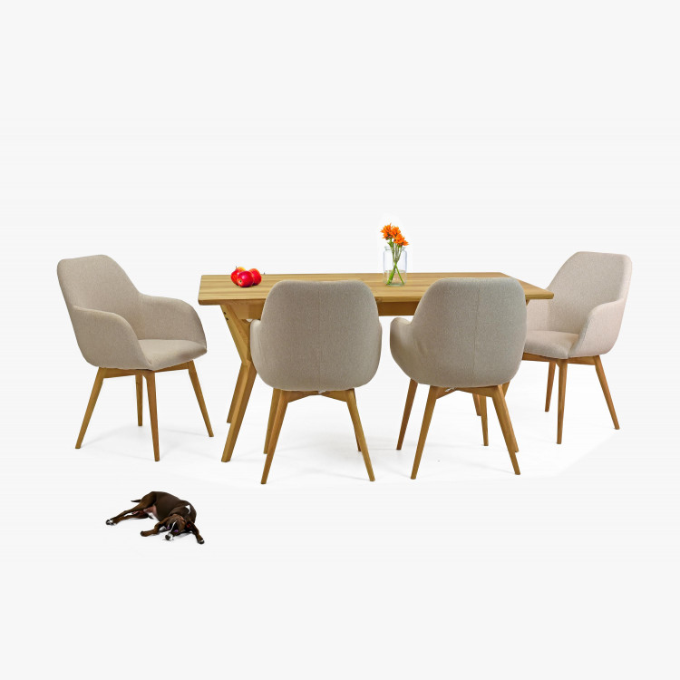 Dizajnová stolička s podrúčkami, béžová Sky , Jedálenské stoličky- 9