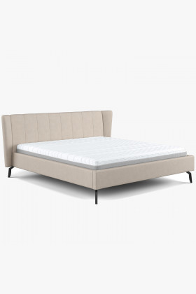 Čaluněná postel s úložným prostorem béžová, 180 x 200 cm , Postele- 1