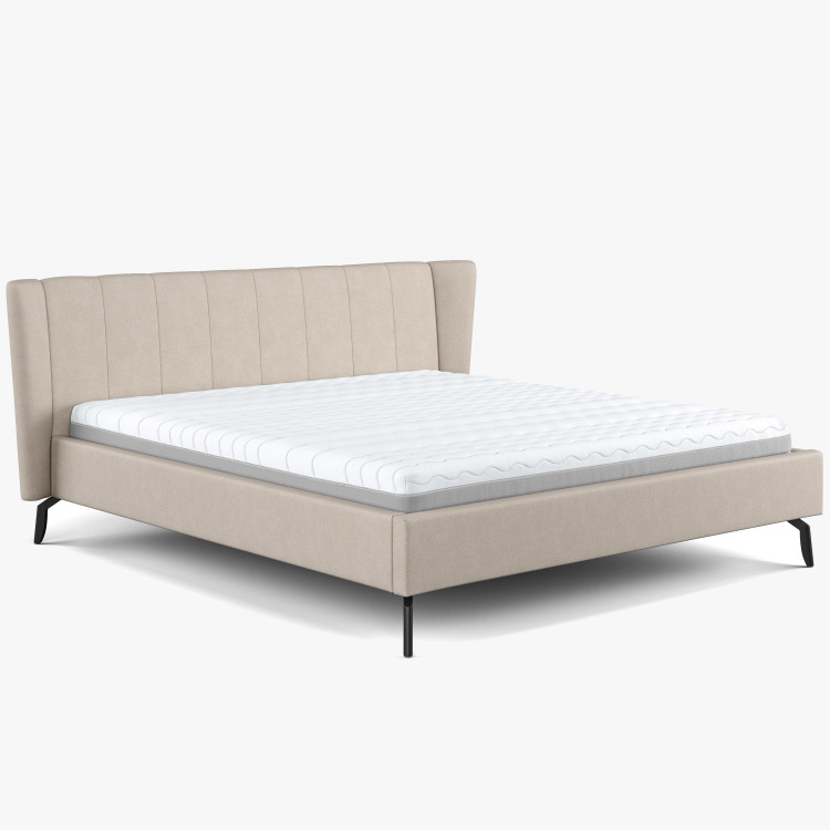 Čaluněná postel s úložným prostorem béžová, 180 x 200 cm , Postele- 1
