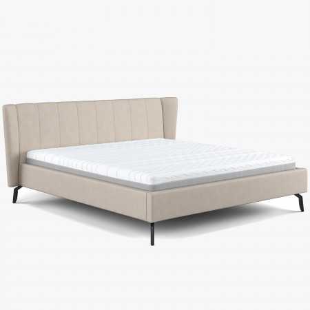 Čaluněná postel s úložným prostorem béžová, 180 x 200 cm , Postele- 1