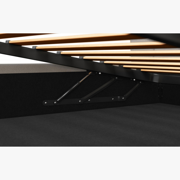 Čaluněná postel s úložným prostorem béžová, 180 x 200 cm , Postele- 5