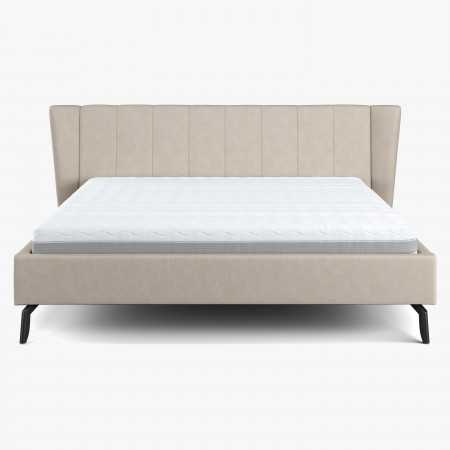 Čaluněná postel s úložným prostorem béžová, 180 x 200 cm , Postele- 4