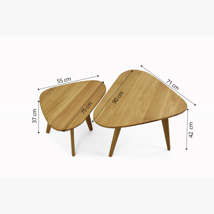 Sada stolků dub masiv, Dino , Konferenční stolky- 5