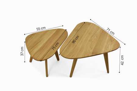 Sada stolků dub masiv, Dino , Konferenční stolky- 5