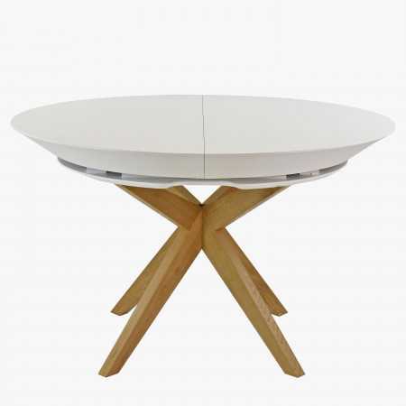 Kulatý jídelní stůl bílý - rozkladací Ø127 cm , Jídelní stoly- 6