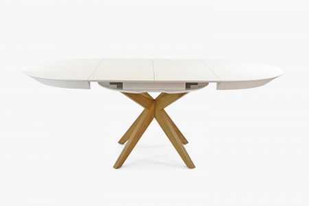 Kulatý jídelní stůl bílý - rozkladací Ø127 cm , Jídelní stoly- 8