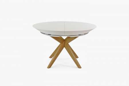 Kulatý jídelní stůl bílý - rozkladací Ø127 cm , Jídelní stoly- 12