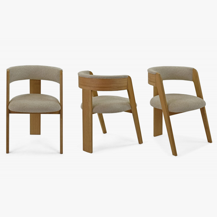 Luxusní dubové křeslo v šedě béžové látce , Jídelní židle- 7