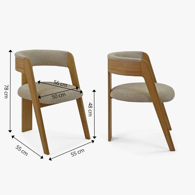 Luxusní dubové křeslo v šedě béžové látce , Jídelní židle- 10