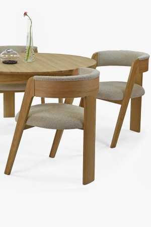 Luxusní dubové křeslo v šedě béžové látce , Jídelní židle- 2