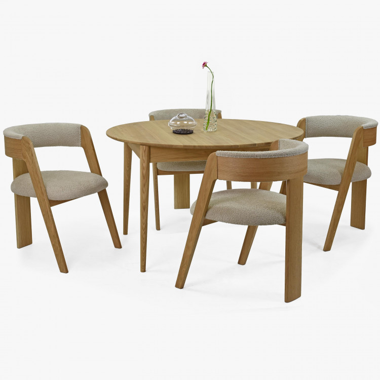 Luxusní dubové křeslo v šedě béžové látce , Jídelní židle- 3