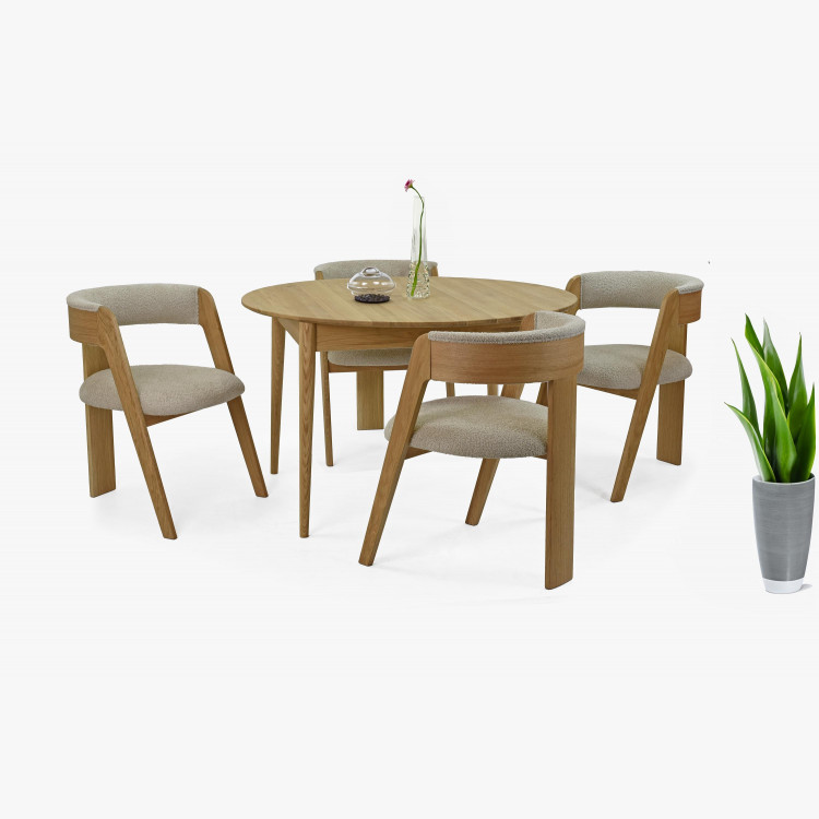 Luxusní dubové křeslo v šedě béžové látce , Jídelní židle- 11