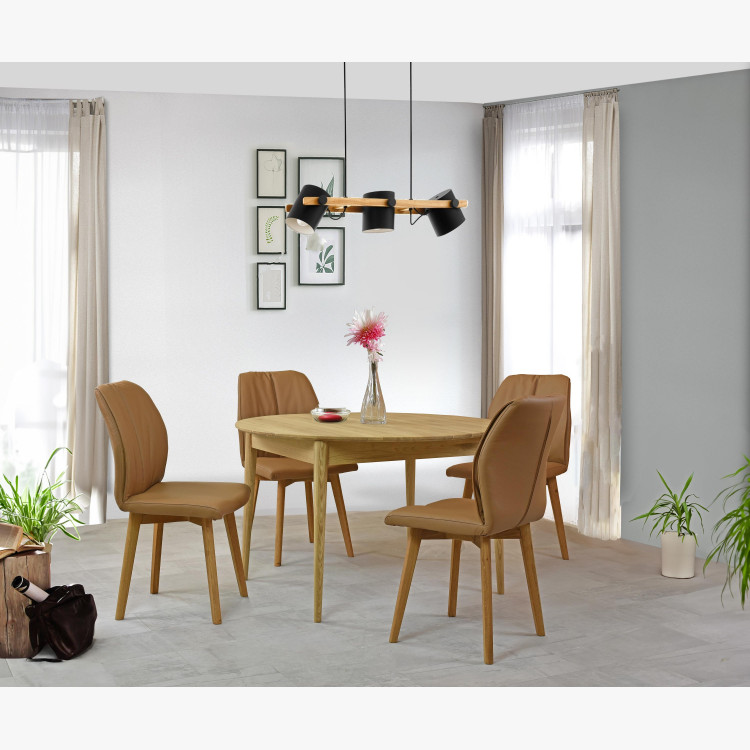 Kožená jídelní židle s dubovýma nohama , Jídelní židle- 7